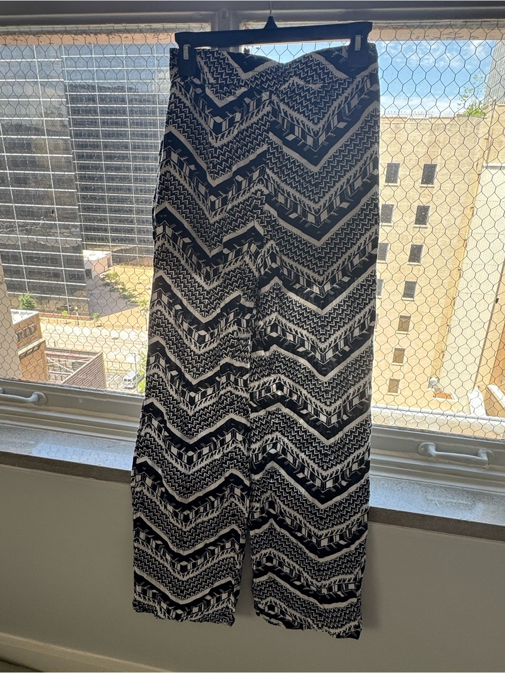 Black and White Chevron Wide-Leg Pants